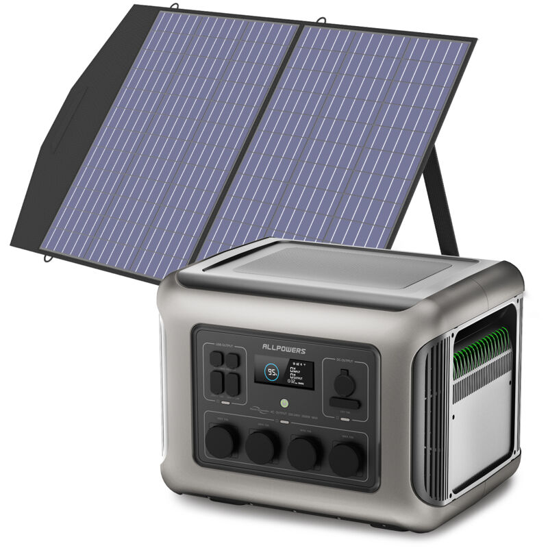 Allpowers - R2500 centrale électrique Générateur solaire 2016 Wh ,4 sorties ca de 2500 w, station d'alimentation portable avec panneaux solaires 100