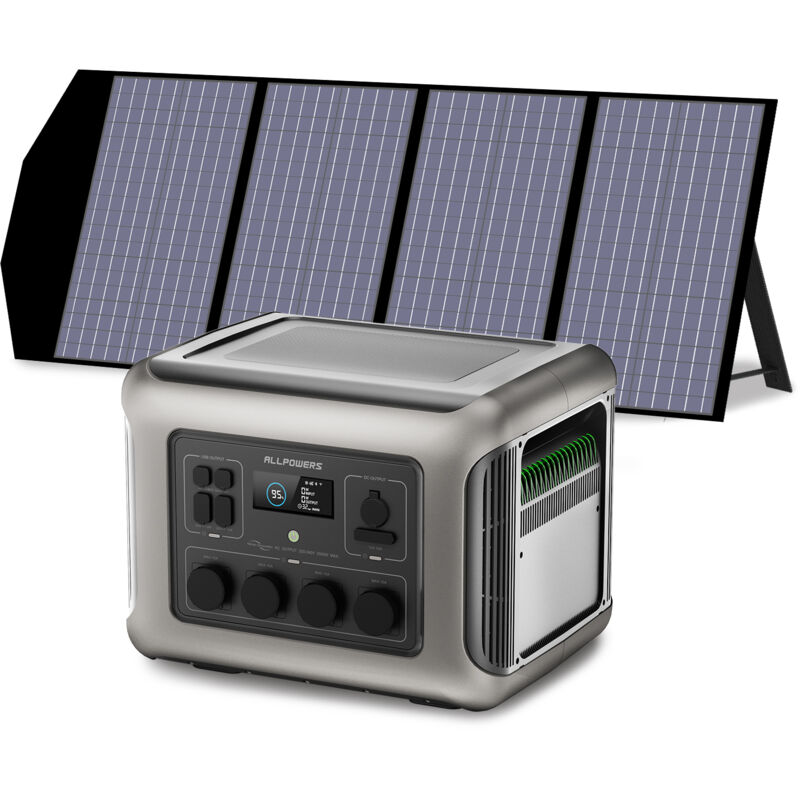 Allpowers - R2500 centrale électrique Générateur solaire 2016 Wh ,4 sorties ca de 2500 w, station d'alimentation portable avec panneaux solaires 140