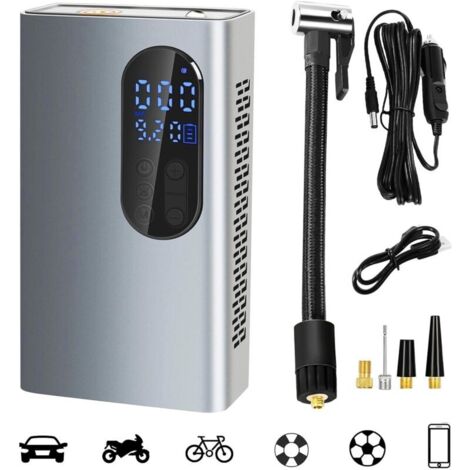 Tragbarer Luftkompressor (150 PSI), wiederaufladbarer, kabelloser Mini-Reifenfüller, elektrisches Kompressorzubehör mit LED-Licht für Auto, Fahrrad, Motorrad, aufblasbare Bälle