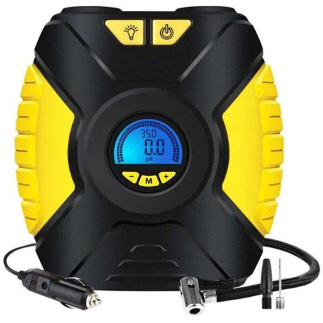 Tragbarer Luftkompressor, elektrischer Inflator, Autoreifen-Inflator, Mini-Kompressor, tragbare 12-V-Auto-Fahrradpumpe mit Druckmesser, Ventiladaptern und LED-Licht