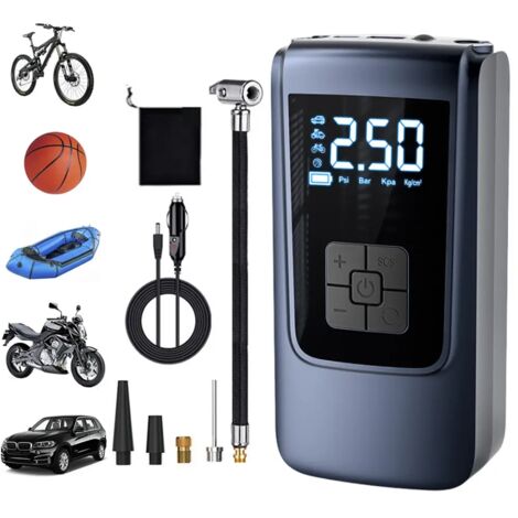Tragbarer Luftkompressor, Mini Reifenfüller Akku 150PSI mit LCD-Display, Elektrische Luftpumpe für Fahrrad/Motorrad/Roller