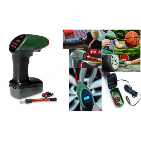 Tragbarer Luftkompressor mit LED-Licht, 12-V-Autostecker, 4,25 m Kabel, Motorrad, Camping –
