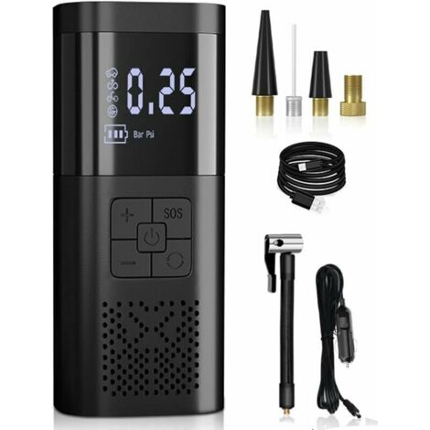 FUHUIDA TRADING Tragbarer Luftkompressor, Reifenfüller, tragbare elektrische Luftpumpe, Reifenluftpumpe mit 6000-mAh-Akku, Luftpumpe für Fahrradreifen, 150 PSI, automatische Abschaltung mit LED-Licht (gro)