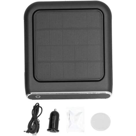 Tragbarer Luftreiniger mit HEPA-Filter, 5.000.000 Ionen, 3 Stufen, 1200-mAh-Akku, solaraufladbar, Schwarz