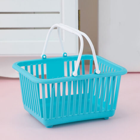 Tragbarer Mini-Aufbewahrungskorb mit Griff  Multifunktional  Strapazierfähiges Kunststoffmaterial  Maße: 13 x 16 x 9 cm  Farbe: Seeblau