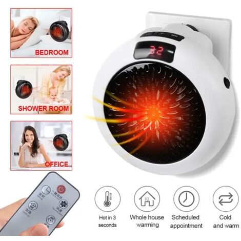 Tragbarer Mini-Elektroheizer zur Wandmontage für Zuhause oder Büro, Warmluftheizung, leiser Ventilator, Fernbedienung, Schnellheizthermostat