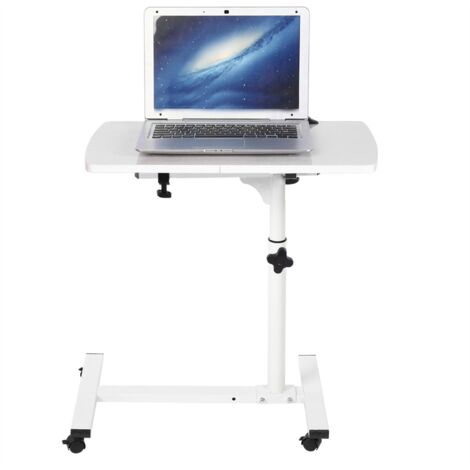 Tragbarer, multifunktionaler, abnehmbarer Laptop-Schreibtisch mit Rollen, Bett, Sofa, Bücher, Snacks, Weiß