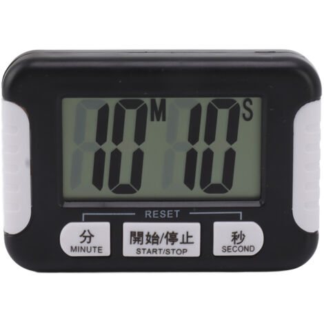 Tragbarer, multifunktionaler Digitaltimer, Küchentimer mit Alarm und Countdown-Timer, einfach zu bedienen, Schwarz