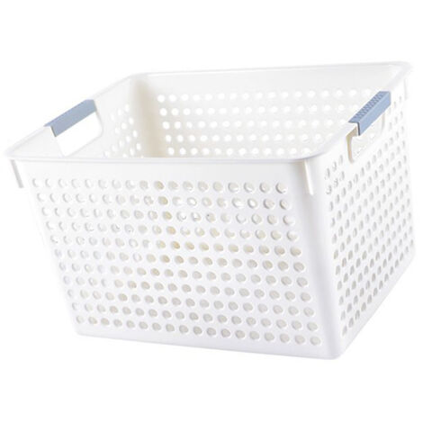 Tragbarer, multifunktionaler, rechteckiger Aufbewahrungskorb aus Kunststoff mit Loch und Griff für Zubehör, Spielzeug, Snacks, Schreibtisch, Schrank, Regal – 13,5 x 22 x 15 cm / 300 g / 1 Stück