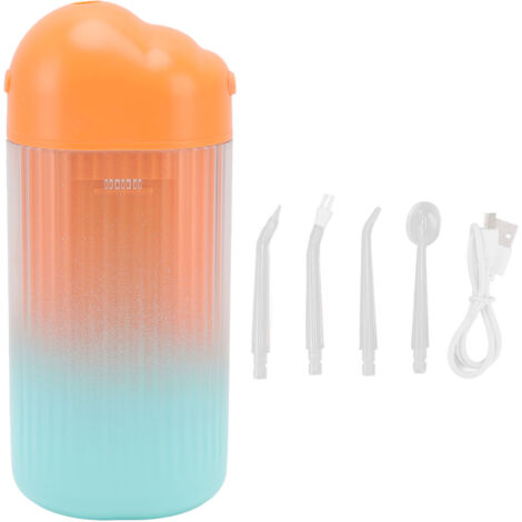 Tragbarer Munddusche mit 3 Modi, Hochfrequenzpulsationen, wasserdicht (IPX7), orangefarbener Zahnreiniger