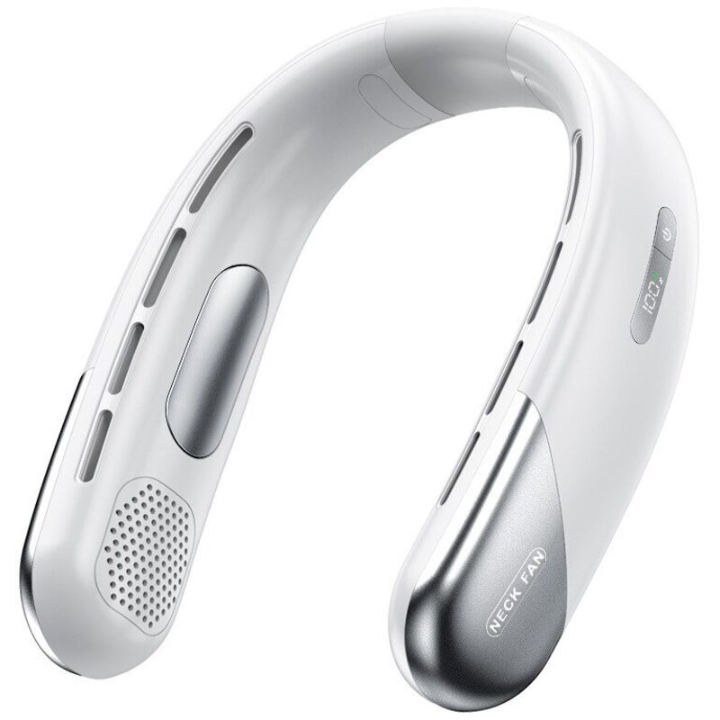 Oem Weiß Tragbarer Nackenventilator, 5 Geschwindigkeiten, Led-Anzeige, 4000Mah Akku,