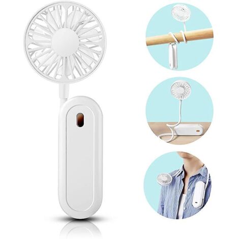 Tragbarer Nackenventilator (Weiß), Mini-USB-Nackenventilator, 360° freie Drehung, mit wiederaufladbarem 1200-mAh-Akku, leiser Ventilator mit 3 Geschwindigkeitsstufen