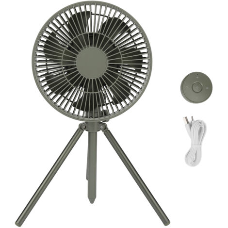 Tragbarer, per USB aufladbarer Campingventilator mit Stativ, für den Innen- und Außenbereich, Olivgrün