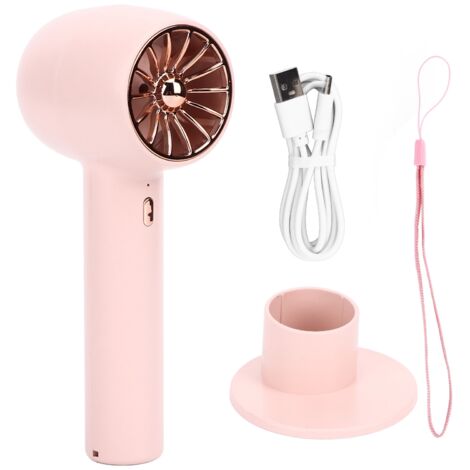 Tragbarer, per USB aufladbarer Handventilator mit 3 Geschwindigkeitsstufen – Leistungsstark und leise – Pink