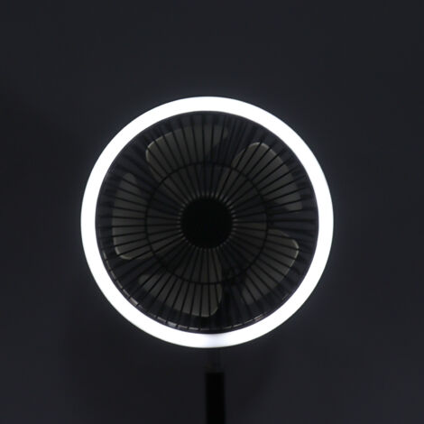 Tragbarer, per USB aufladbarer Standventilator, 10000 mAh, oszillierend und verstellbar, mit Stativ für Zuhause und Camping, weiß