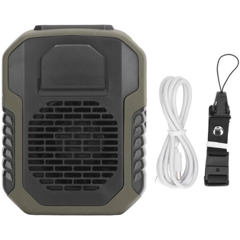Tragbarer, per USB wiederaufladbarer Gürtelventilator mit 6000 mAh, 3 Geschwindigkeitsstufen, mit Kabel und Clip, ideal für Arbeiter, Farbe: Armeegrün.