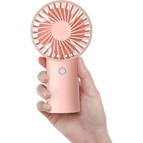 Tragbarer, pinkfarbener Mini-Handventilator (4000 mAh), kleiner, per USB aufladbarer Ventilator (5–20 Stunden Betriebszeit), batteriebetriebener persönlicher Ventilator