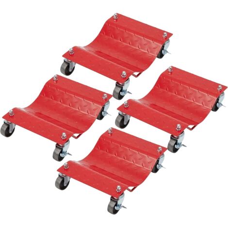 Tragbarer Reifenwagen 4 Stk. 3000 kg Belastbar Elektrofahrzeug-Notfallwagen 4-Rad-Reifenwagen Robuster, Mobiler Trolley, Stahlwagen Reifenhalter, Geeignet für Auto, Motorräder Pickups usw.