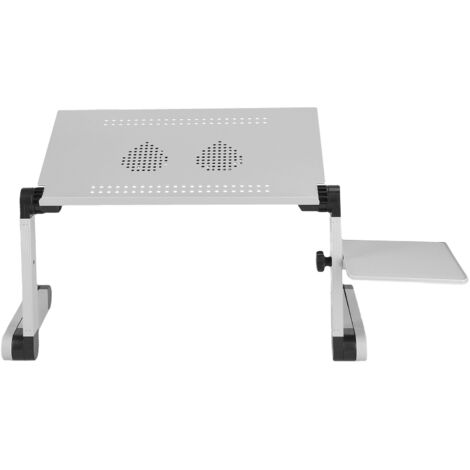 Tragbarer Schreibtisch aus Aluminiumlegierung mit Ventilator, verstellbarer, klappbarer Laptoptisch, Homeoffice-Schreibtisch, silber