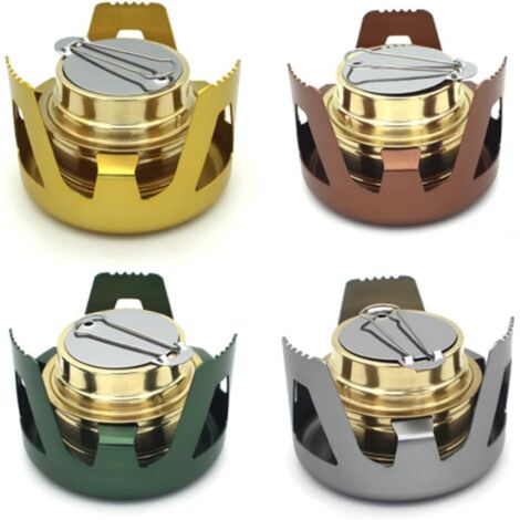 Tragbarer Spirituskocherbrenner mit Ständerabdeckung aus Aluminiumlegierung für Outdoor-Camping, Wandern, Rucksackreisen, Kochzubehör (grau)
