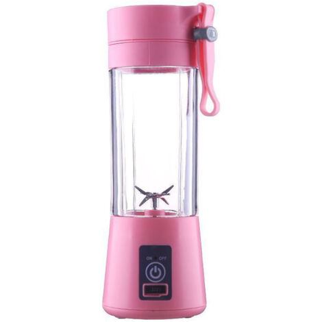 Tragbarer Standmixer 380 ml, USB-aufladbar, 6 Klingen für Smoothies und Babynahrung, Rosa
