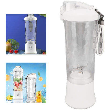 [Tragbarer Standmixer] 600 ml Personal Blender, 2 Betriebsmodi, 150 W, 18.000 U/min, USB-aufladbar, 4000 mAh Akku mit auslaufsicherem Deckel, Weiß