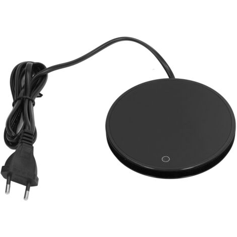 Tragbarer Tassenwärmer aus Aluminiumlegierung (18 W) – Heizplatte für Kaffee, Tee, Milch – 220-V-EU-Stecker – Schwarz