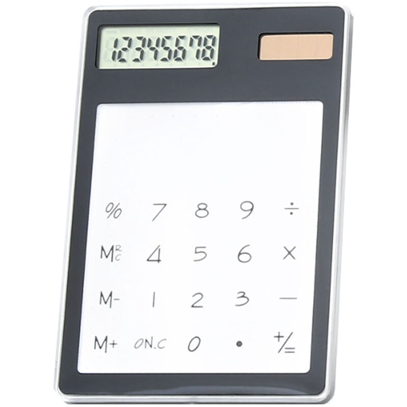 Image of Tragbarer, transparenter Solarrechner mit 8-stelligem LCD-Touchscreen für Büro, Schule und Zuhause.