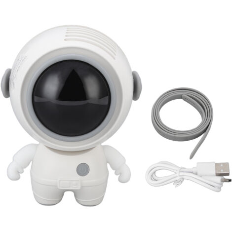 Tragbarer und wiederaufladbarer, klingenloser USB-Nackenventilator im Astronauten-Design, weiß – leise und kompakt