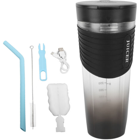 Tragbarer, USB-aufladbarer, wasserdichter Fruchtmixer für Smoothies unterwegs – Schwarz