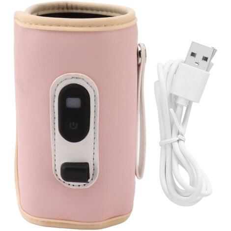 Tragbarer USB-Flaschenwärmer mit Digitalanzeige, 5 Geschwindigkeitsstufen, für Muttermilch und Wasser (Rose)