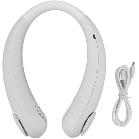 Tragbarer USB-Nackenventilator, leise und ohne Rotorblätter, einstellbarer, starker Luftstrom für heiße Sommertage, Farbe: Weiß