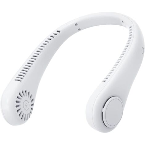 Tragbarer USB-Ventilator, flügelloser Nackenventilator, 3 Geschwindigkeiten, Nackenventilator, USB-Ventilator für Kinder und Erwachsene, tragbarer Mini-Ventilator, für Outdoor, Sport, Büro (weiß)