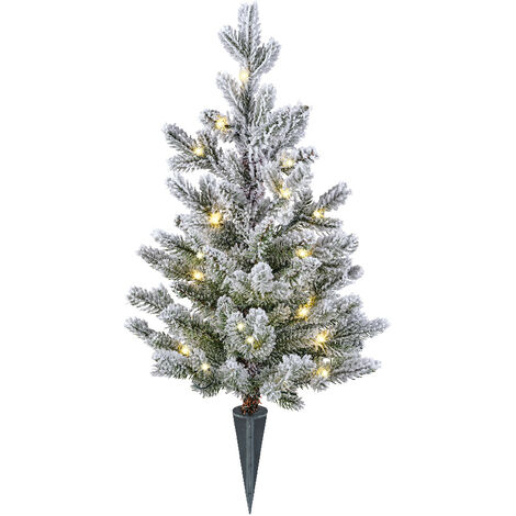Tragbarer, verschneiter Weihnachtsbaum mit Micro-LED-Lichtern H 60 x Ø 36 cm
