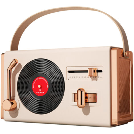 Tragbarer Vintage-Bluetooth-Lautsprecher, hohe Klangqualität, USB-Anschluss, dekoratives Design für Wohnzimmer oder Büro, elfenbeinweiß