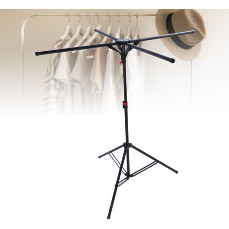 Tragbarer Wäschetrockner - Faltbarer, winddichter Wäschetrockner aus Kohlenstoffstahl mit Dreibeinstativ und ABS-Verkleidung für Balkon/Innenbereich (1 Set mit 2 Teilen, 130-180 cm)