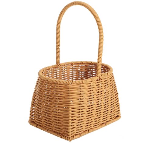 Tragbarer Weidenkorb mit PP-Griff für Obst, Gemüse und Geschenke, 19 x 14,5 x 28,5 cm