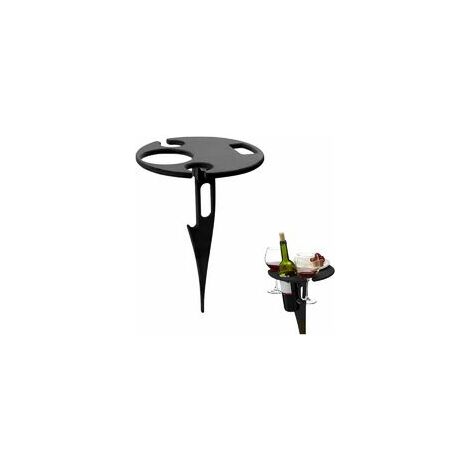 Tragbarer Weintisch für den Auenbereich, Strandtisch, Mini-Klapptisch, Picknick-Flaschenhalter, Weinglashalter, hngender, klappbarer runder Tisch für Garten, Camping, Strandreisen