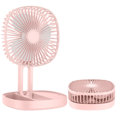 Tragbarer, wiederaufladbarer USB-Tischventilator – Mini-Faltventilator für Wand oder Schreibtisch, rosa Tischventilator mit Luftzirkulation