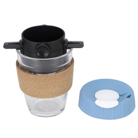 Tragbarer, wiederverwendbarer Kaffeefilter aus Edelstahl, Filtertrichter für Tee und Kaffee, Blau