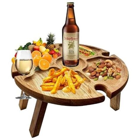 Tragbarer, zusammenklappbarer Picknicktisch, leichter, zusammenklappbarer Campingtisch für den Außenbereich, 30 cm kleiner Picknicktisch aus Holz für Partys, Strand, Garten, Camping, Grillen,