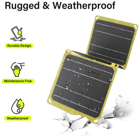 Tragbares 21-W-Solarpanel mit 4 Ausgängen (USB, Typ-C), monokristallin, für Regen, Angeln und Camping