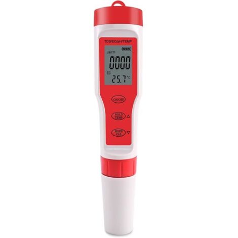 Tragbares 4-in-1 pH/TDS/EC/Temperaturmessgerät mit Temperaturkompensation und automatischer Abschaltung für Schwimmbäder, Trinkwasser und Aquarien.