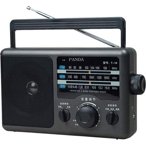 Tragbares AM/FM-Radio mit Batteriebetrieb oder Wechselstrom-Transistorradio mit großem Lautsprecher, Standard-Kopfhöreranschluss, Hoch-/Tieftonmodus, großer Taste