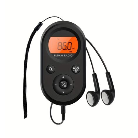 Tragbares AM/FM-Radio, wiederaufladbares Taschenradio mit hervorragendem Empfang, langer Akkulaufzeit, Stereo-Kopfhörern, hintergrundbeleuchtetem Display mit Timer, ideal zum Wandern, Spazierengehen u