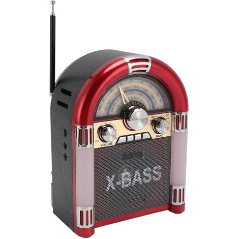Tragbares AM FM SW Radio mit Bluetooth Lautsprecher, Retro V5.0 Lautsprecher 1200mAh wiederaufladbare USB Laufwerk Speicherkarte Wiedergabe, Kopfhörer Jack, justierbare Antenne (rot)