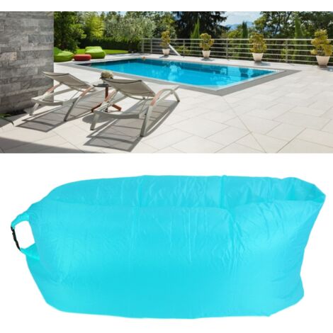 Tragbares aufblasbares Sofa Blau - Faltbare Luftmatratze Polyester 190x80cm für Camping, Pool, Strand (Set: Sofa + Tasche)