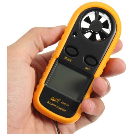 Tragbares digitales Anemometer, Windgeschwindigkeitsmesser, misst präzise die Windtemperatur, LCD-Hintergrundbeleuchtung, digitales Wettermessgerät