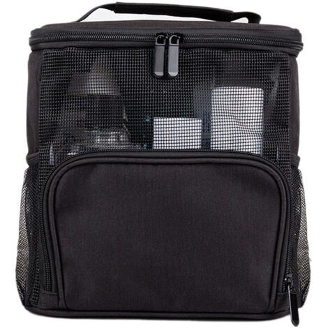 Tragbares Duschset – Tragetasche aus 300D Oxford-Gewebe, 100 % wasserdicht, 25 x 22,5 x 14,5 cm, faltbar und freistehend (Schwarz, Grau, Rosa, Hellblau), 1 Stück