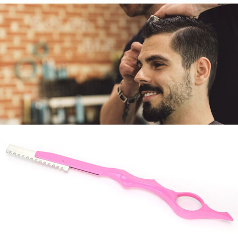 Tragbares Effiliermesser aus rosafarbenem Edelstahl – Werkzeug zum Glätten und Verfeinern der Haare